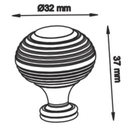 Essentials Garni Fluted Cabinet Knob Polished Chrome 32mm 2 Pieces