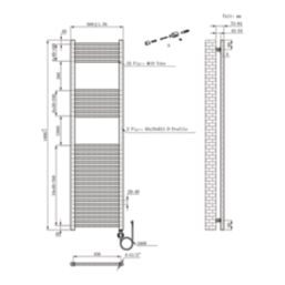 Flomasta 1800mm x 500mm 1706BTU Chrome Flat Electric Towel Radiator