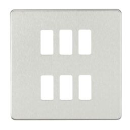 Knightsbridge  6-Module Grid Faceplate Brushed Chrome
