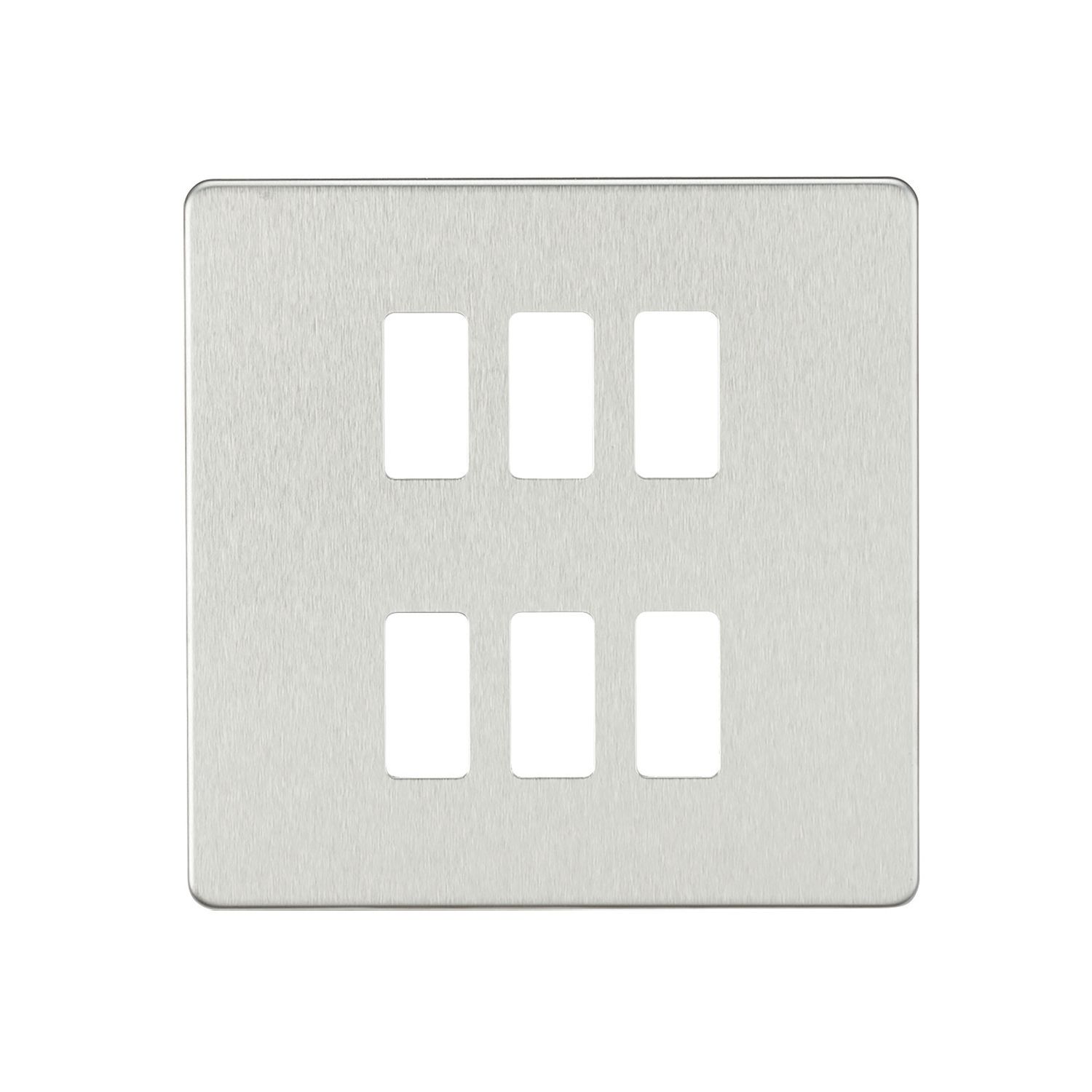 Knightsbridge 6-Module Grid Faceplate Brushed Chrome (845CR)