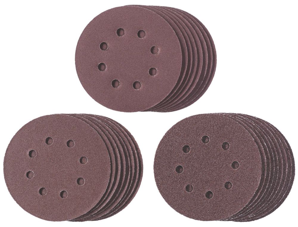 Einhell Sanding Disc Set Punched 125mm 60, 120 & 180 Grit 25 Pack Screwfix