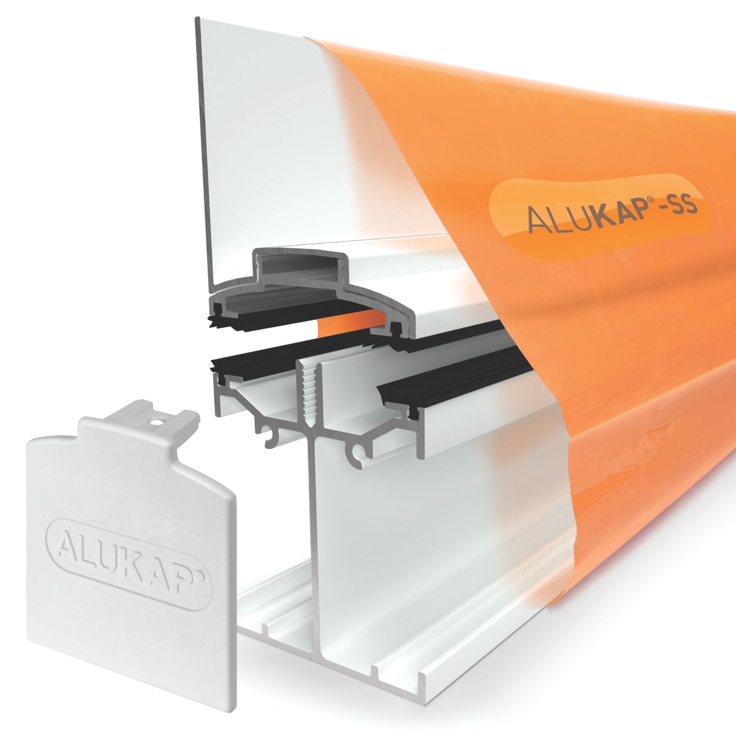 ALUKAP-SS White 0-100mm Low Profile Glazing Wall Bar 2000mm x 60mm (845JC)