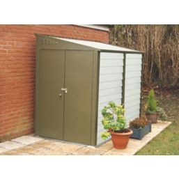 Trimetals Titan 940 6' x 10' (Nominal) Pent Metal Motorbike Store Olive/Moorland Green