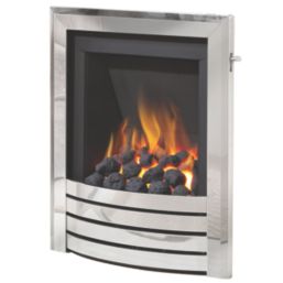 Be Modern Design Chrome Slide Control Inset Gas Manual Fire 510mm x 123mm x 605mm