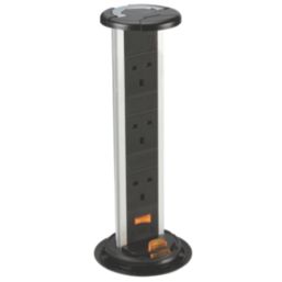 Knightsbridge  13A 3-Gang SP Switched Pop-Up Socket Brushed Chrome