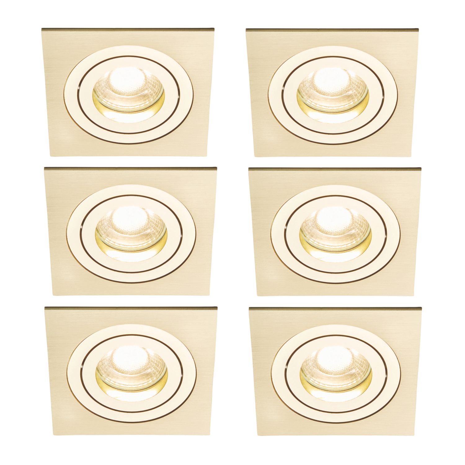 Inlight Pasto Adjustable Square Downlights Brass 6 Pack (845VH)