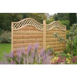 Forest Prague  Lattice Curved Top Fence Panels Natural Timber 6' x 6' Pack of 10