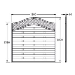 Forest Prague  Lattice Curved Top Fence Panels Natural Timber 6' x 6' Pack of 10