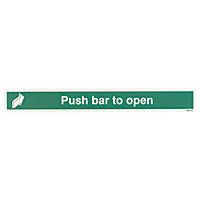 Nite-Glo  Photoluminescent "Push Bar To Open" Sign 75 x 600mm