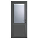 Crystal  1-Panel 1-Obscure Light Left-Hand Opening Anthracite Grey uPVC Back Door 2090mm x 920mm