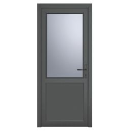 Crystal  1-Panel 1-Obscure Light Left-Handed Anthracite Grey uPVC Back Door 2090mm x 920mm