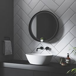 Sensio Dawn Round Illuminated Bathroom Mirror Black With 1050lm LED Light 600mm x 600mm