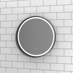 Sensio Dawn Round Illuminated Bathroom Mirror Black With 1050lm LED Light 600mm x 600mm