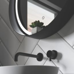 Sensio Dawn Round Illuminated Bathroom Mirror Black With 1050lm LED Light 600mm x 600mm