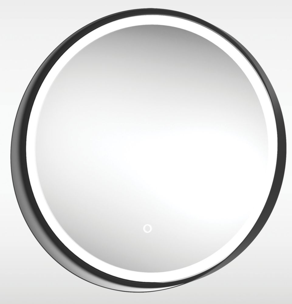 Sensio Dawn Round Illuminated Bathroom Mirror Black With 1050lm LED