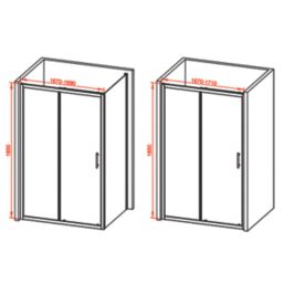 Framed Rectangular Sliding Shower Door Polished Silver 1700mm x 1850mm