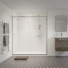 Framed Rectangular Sliding Shower Door Polished Silver 1700mm x 1850mm