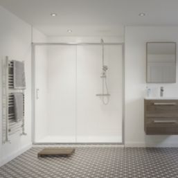 Framed Rectangular Sliding Shower Door Polished Silver 1700mm x 1850mm