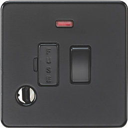 Knightsbridge  13A Switched Fused Spur & Flex Outlet with LED Matt Black