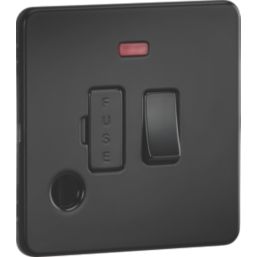 Knightsbridge  13A Switched Fused Spur & Flex Outlet with LED Matt Black