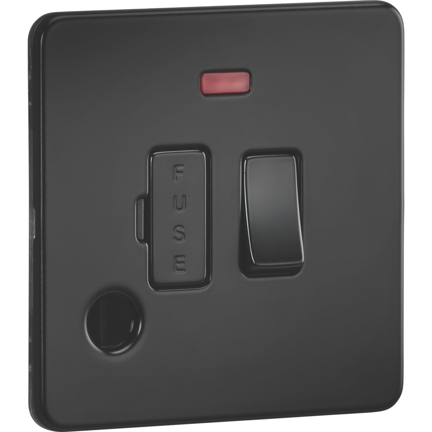 Knightsbridge 13A Switched Fused Spur & Flex Outlet with LED Matt Black (846VF)