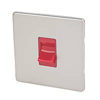 Varilight  45AX 1-Gang DP Cooker Switch Satin Chrome  with Red Inserts
