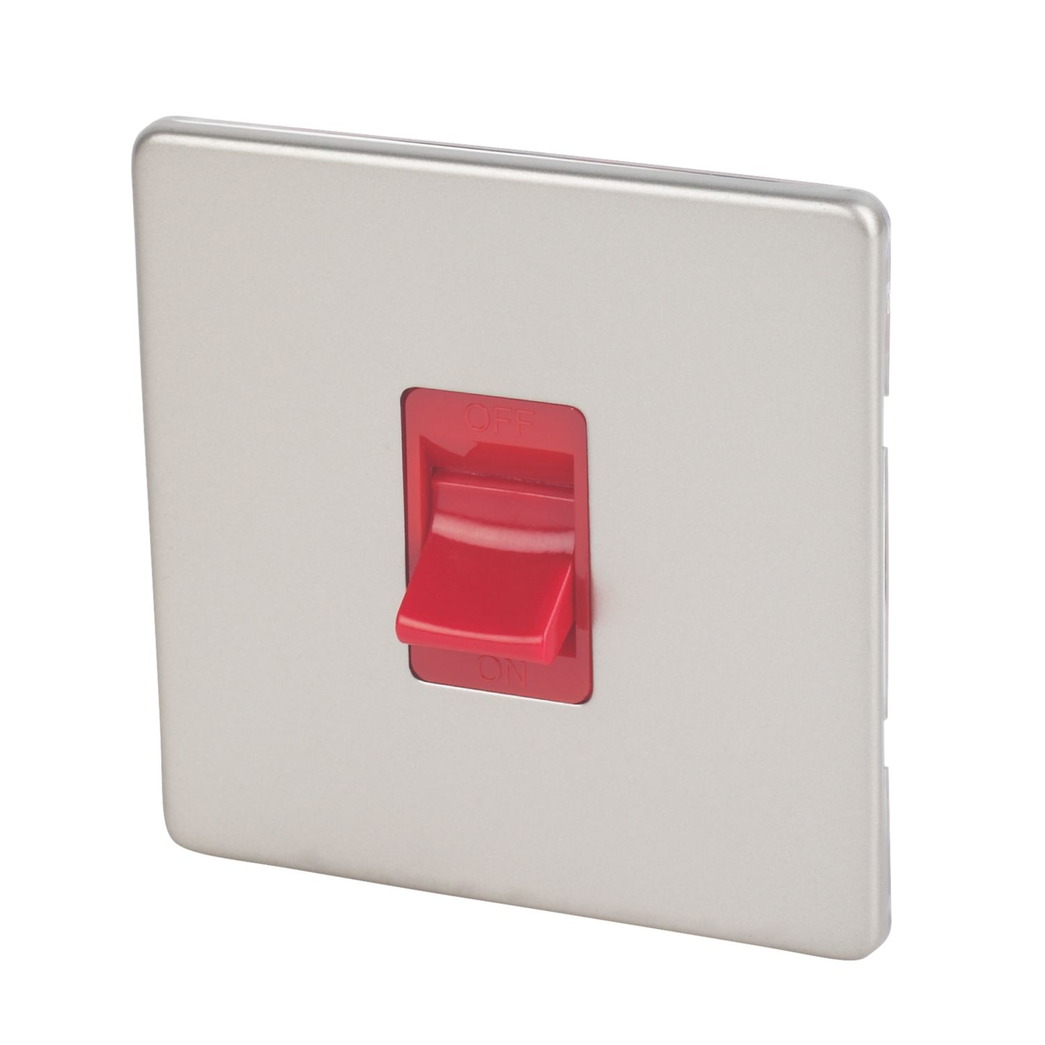 Varilight 45AX 1-Gang DP Cooker Switch Satin Chrome with Red Inserts (8473H)