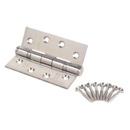 Smith & Locke  Polished Stainless Steel Grade 11 Fire Rated Ball Bearing Hinges 102mm x 76mm 3 Pack