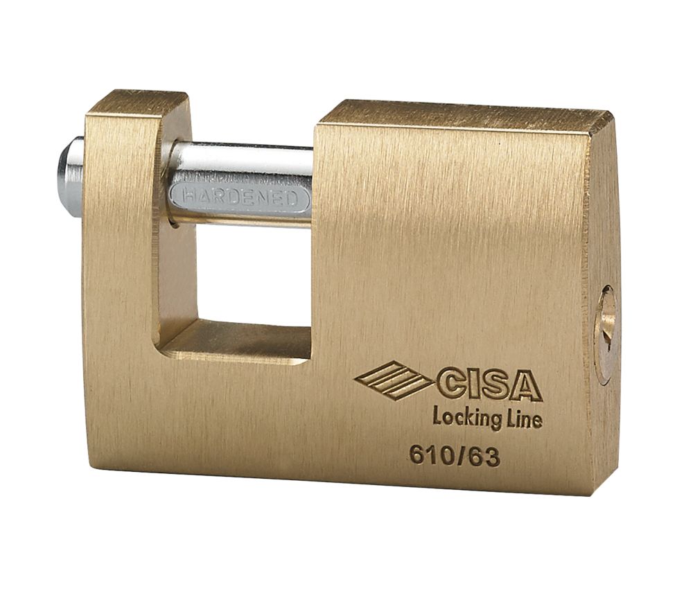 Cisa  Brass  Weatherproof  Block Slide Bolt Shackle Padlock 63mm