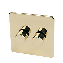 Crabtree Platinum 2-Gang 2-Way  Dimmer Switch  Polished Brass