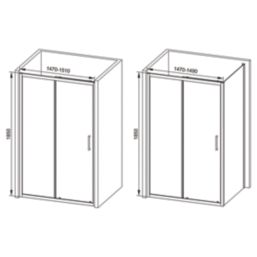 Essentials Framed Rectangular Sliding Shower Door Matt Black 1500mm x 1850mm