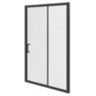 Essentials Framed Rectangular Sliding Shower Door Matt Black 1500mm x 1850mm
