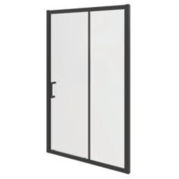 Essentials Framed Rectangular Sliding Shower Door Matt Black 1500mm x 1850mm