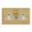 Varilight  13A 2-Gang SP Switched Socket + 4A 20W 2-Outlet Type A & C USB Charger Polished Brass with White Inserts