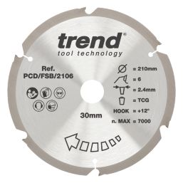 Trend PCD/FSB/2106 Multi-Material Circular Saw Blade 210mm x 30mm 6T