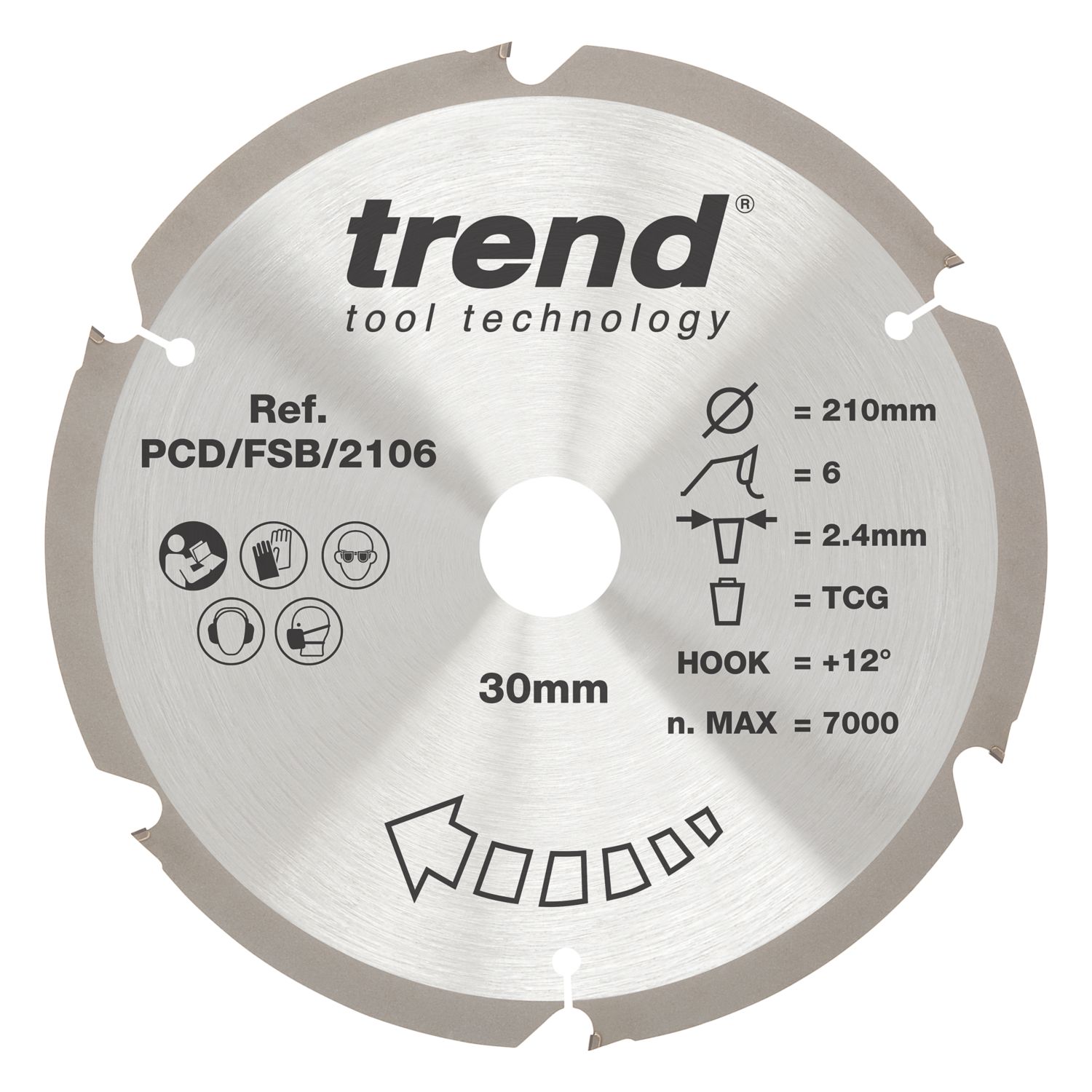 Trend PCD/FSB/2106 Multi-Material Circular Saw Blade 210mm x 30mm 6T (847EC)