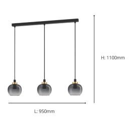 Eglo Oilella 3-Light Pendant Black & Grey