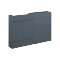 Alaska Bathroom Fitted Furniture Pack LH Vanity with Basin Soft Blue Matt 1244mm x 355mm x 997mm