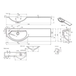 Alaska Bathroom Fitted Furniture Pack LH Vanity with Basin Soft Blue Matt 1244mm x 355mm x 997mm