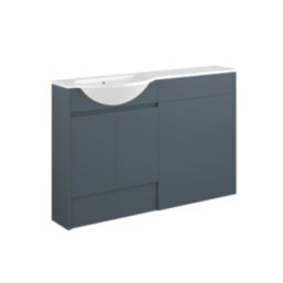 Alaska Bathroom Fitted Furniture Pack LH Vanity with Basin Soft Blue Matt 1244mm x 355mm x 997mm