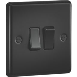 Knightsbridge  10AX 2-Gang 2-Way Light Switch  Matt Black with Black Inserts