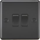 Knightsbridge  10AX 2-Gang 2-Way Light Switch  Matt Black with Black Inserts