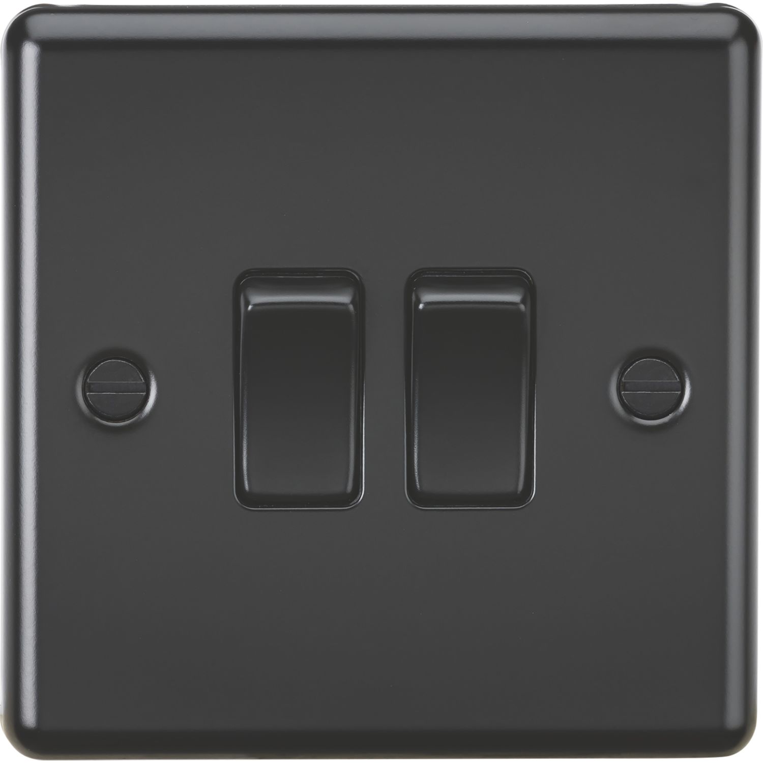 Knightsbridge 10AX 2-Gang 2-Way Light Switch Matt Black with Black Inserts (847PX)