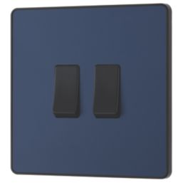 British General Evolve 20 A  16AX 2-Gang 2-Way Light Switch  Blue with Black Inserts