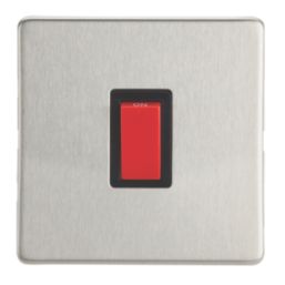 Contactum Lyric 32A 1-Gang DP Control Switch Brushed Steel  with Black Inserts