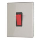 Contactum Lyric 32A 1-Gang DP Control Switch Brushed Steel  with Black Inserts