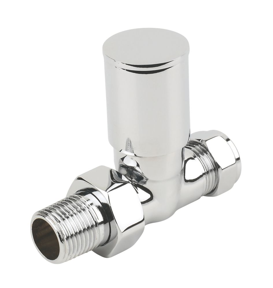 Verona Chrome Straight Manual Radiator Valve 15mm x 1/2 2 Pack - Screwfix