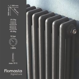 Flomasta 1800mm x 380mm 4520BTU Anthracite Vertical 3 Column Radiator