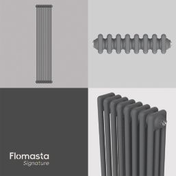 Flomasta 1800mm x 380mm 4520BTU Anthracite Vertical 3 Column Radiator