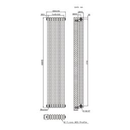 Flomasta 1800mm x 380mm 4520BTU Anthracite Vertical 3 Column Radiator